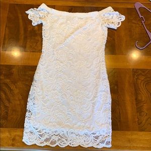 Lace white mini dress